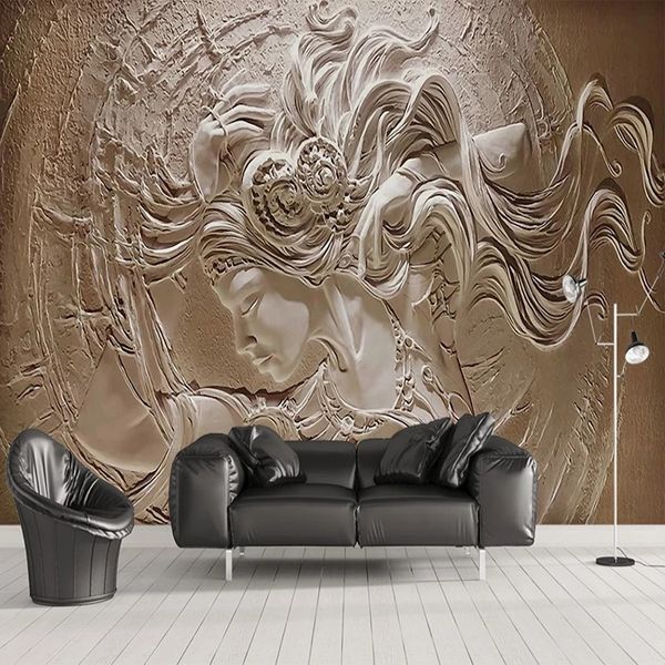 

3d wallpaper Custom Wallpaper 3D Relief Beauty Background Mural European Style Living Room Bedroom Home Decor Creative Papers, Brown