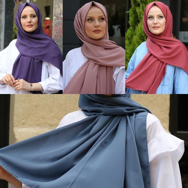 

ethnic clothing women silk hijab turban scarf shawl wrap solid color muslim women's fashion islamic musulman headscarf 2021 wraps, Red