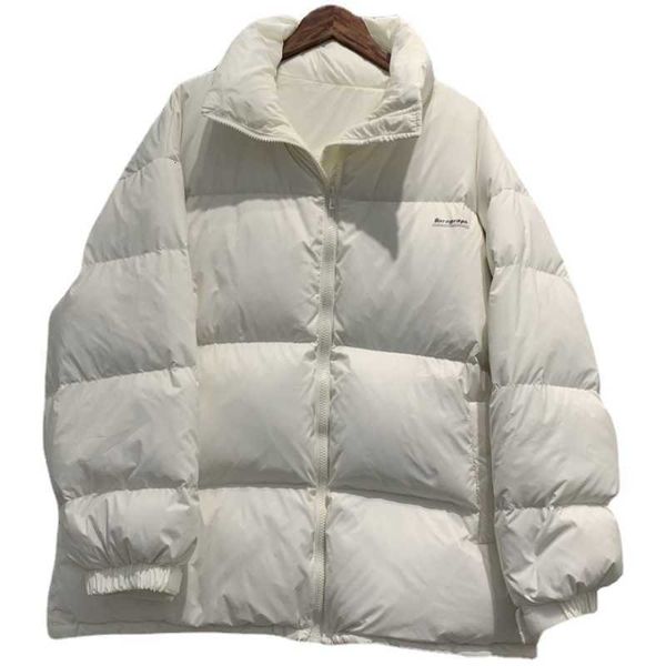 

2021 winter white duck down et small women's short loose thickened bread, Black