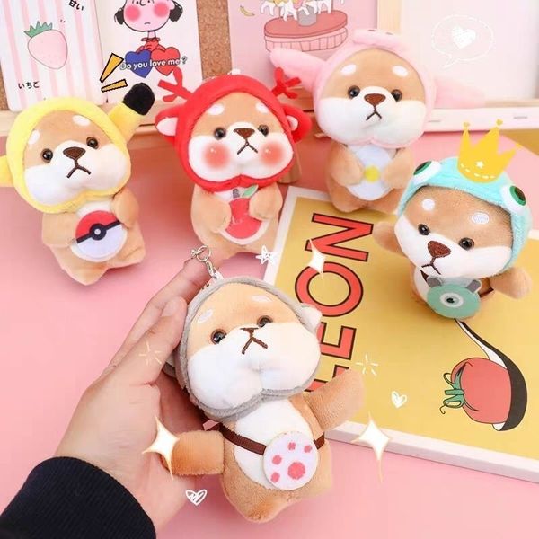 

small chai dog plush schoolbag ins backpack pendant cute doll key chain