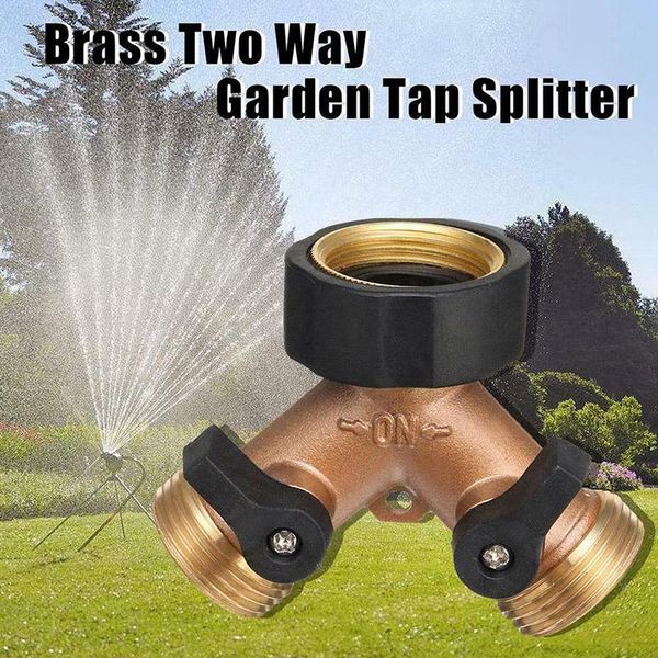 

watering equipments metal garden hose connector splitter 3/4inch y 2-way shut off water valves ksi999