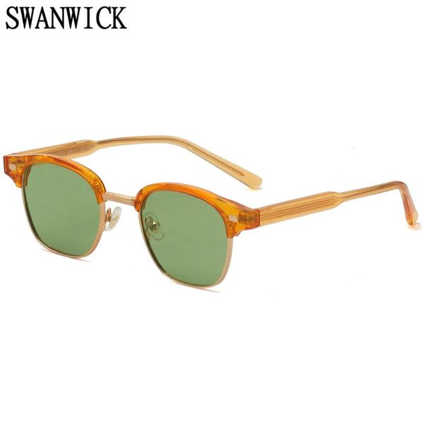 

sunglasses swanwick retro rimless men polarized tr90 square frame metal orange women green eyewear uv400 selling, White;black