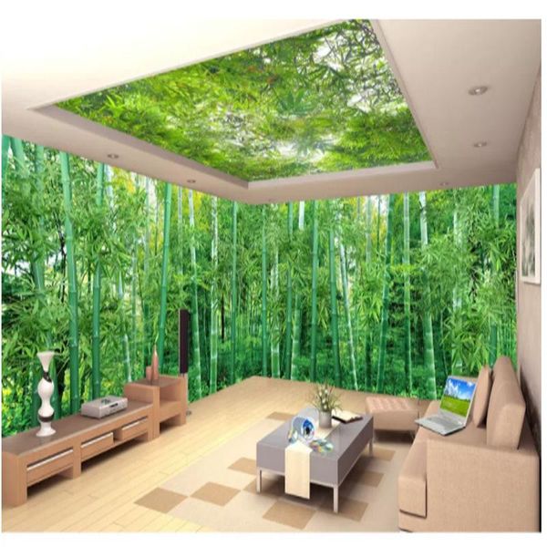 Tapeten Benutzerdefinierte 3D PO Chinesischen Stil Stereoskopische Bambus Veranda Wand Dekorative Malerei Große Wandbild Tapete Kunst