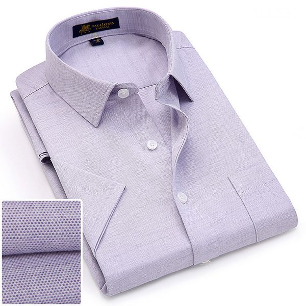 

summer turndown collar short sleeve oxford fabric soft print business men smart casual shirts with chest pocket s-4xl 8color 210410, White;black