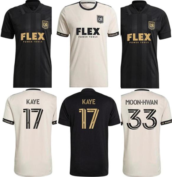 

fans version 2021 2022 lafc soccer jersey 21 22 rossi vela kaye moon-hwan los angeles fc players for change black out limited edit, Black;yellow
