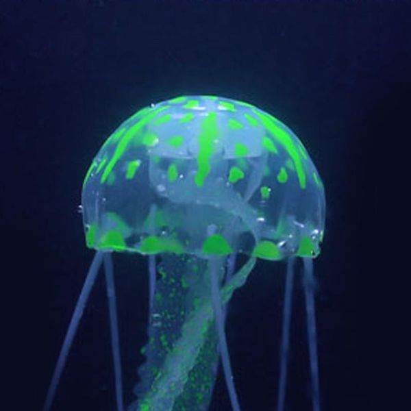 

decorations mini aquarium decoration 3.5cm artificial jellyfish with sucker green glowing effect fish tank decor accessories