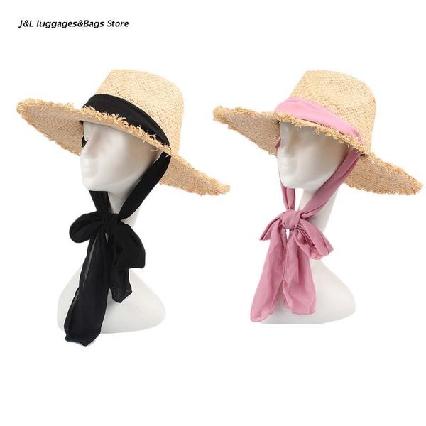 

caps & hats m68c women girls straw sun cap hepburn style raffia braid hat with straps, Yellow