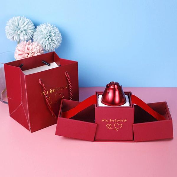 

gift wrap wedding anniversary alloy rose lifting jewelry storage high-end necklace pendant box valentines day girlfriend