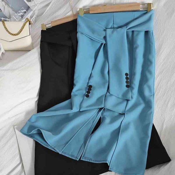 

women's pants & capris fashion single-breasted lace-up high-waist one-step skirt summer back slit elegant buttocks over the knee, Black;white