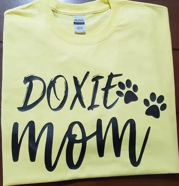 

Doxie Mom T shirt Tee animal lover puppy dachshund hotdog, White;black