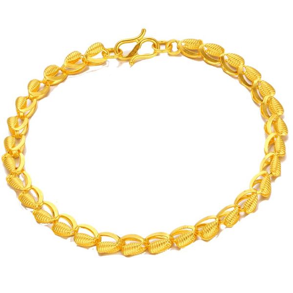 

charm bracelets solid 24k yellow gold bracelet lady's 999 elegant phoenix link chain, Golden;silver
