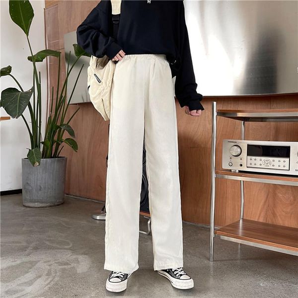 

women's pants & capris autumn pure color traf korean corduroy loose straight harajuku winter casual for women, Black;white