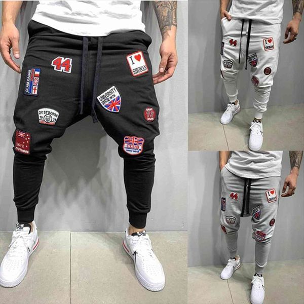 

spring and autumn embroidery fashion women pant sports trend beggar trousers outdoor fitness training pants, Black