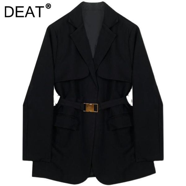 

women's suits & blazers [deat] women blazer temperament turn-down collar solid color long sleeve loose fit coat fashion tide autumn 202, White;black