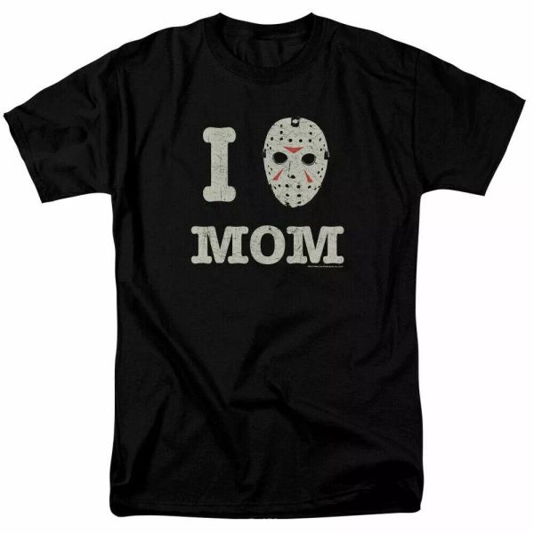 

friday the 13th mommas boy t shirt licensed horror movie retro classic tee black, White;black