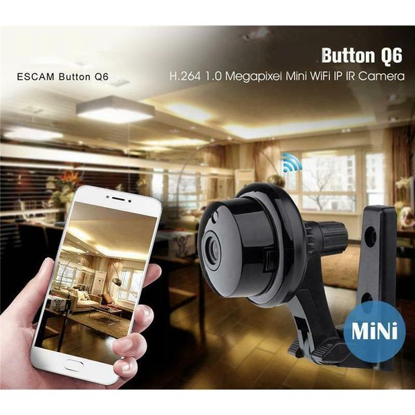 

mini cameras q6 1.0mp 720p button wireless camera wifi two-way voice indoor ir-cut night vision cctv home security ip