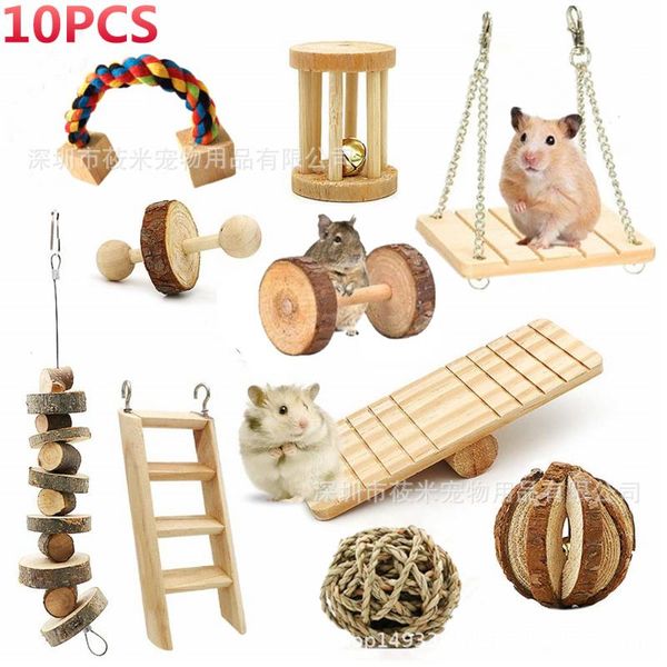 

hamster chew toys, natural wooden pine guinea pigs rats chinchillas toys accessories dumbells exercise bell roller tee wj901 small animal su