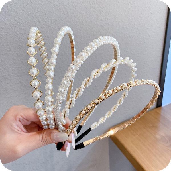 

hair clips & barrettes simple pearl fine hoop bride decoration twist flower headdress trendy fairy accessories aesthetic jewelry for women, Golden;silver