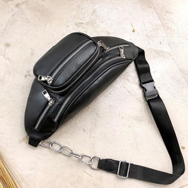 

crossbody bags for women pu leather shoulder chest bag large capacity ladies handbag zipper waist pack