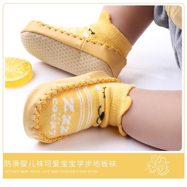 

first walkers cartoon baby leather sole socks walking shoes and antiskid soft soled floor