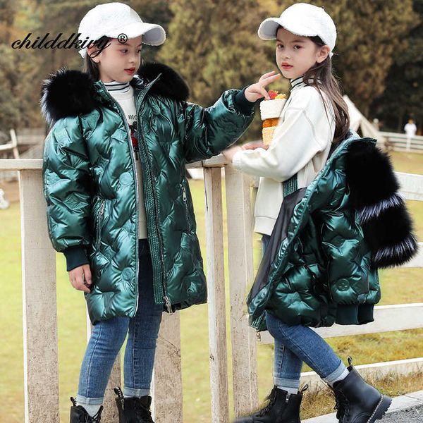 -30 Grad Girl Boys Snow Wear Mantel 2020 Winter Kinder Jacke Real Pelzkragen Teenager Parkas Jungen Außenbekleidung 5-12 Jahre H0909