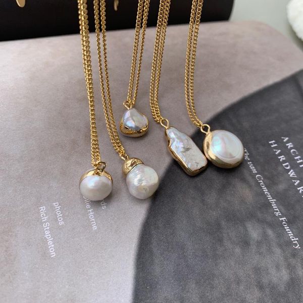 

pendant necklaces fashion natural pearl chains for women light luxury geometry necklace jewelry wholesale, Silver