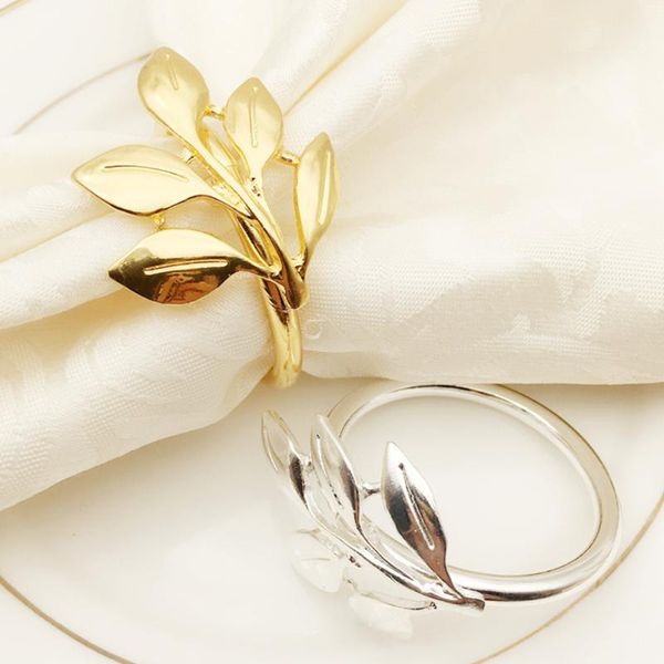 

napkin rings 6pcs fall leaves gold silver christening bangle metal holder wedding gifts baptismal shower party decor