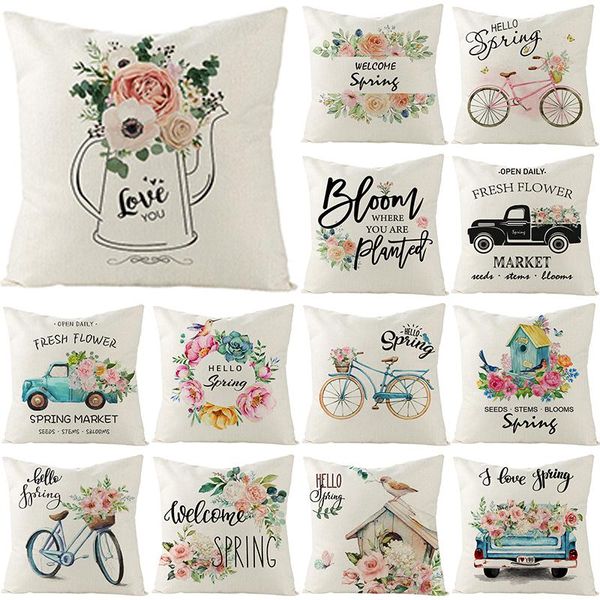 

cushion/decorative pillow cushion cover spring flowers home decoration linen case for sofa car livingroom nordic housewares personalized gif