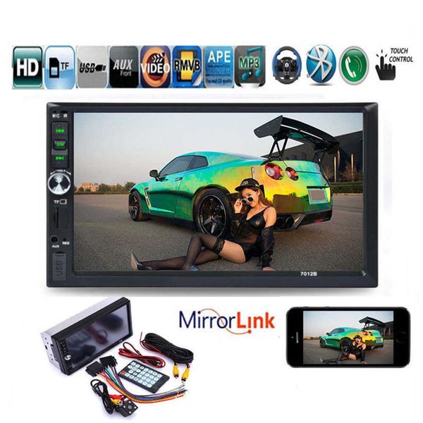 

7" 2 din fm touch screen 8 languages usb aux in rear camera audio bluetooth car radio mirror link for android phone