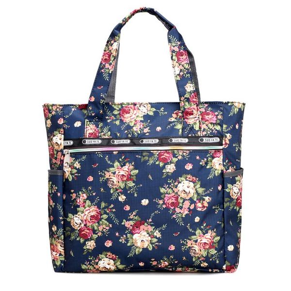 

casual floral pattern women floding bag nylon tote fashion portable school female fold over shopping storage bags