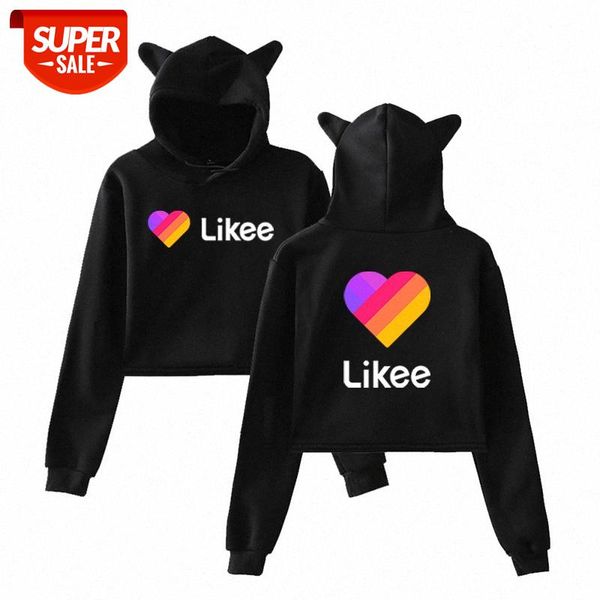

selling likee peripheral bare navel large size loose cat ear sweater women's available #bh48, Black