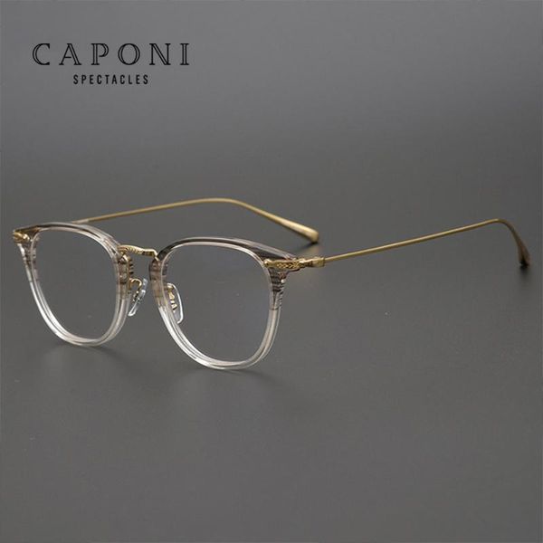 

fashion sunglasses frames caponi pure titanium eyeglasses for men vintage design frame glasses support customized prescription optical men&#, Black