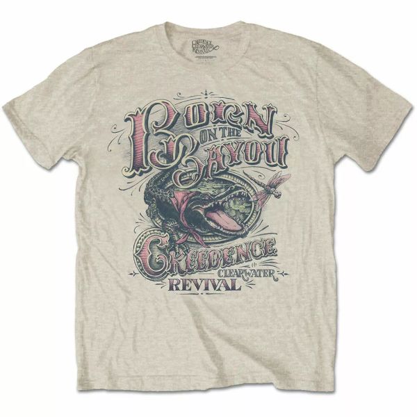 

creedence clearwater revival born in the bayou licensed t-shirt man, White;black