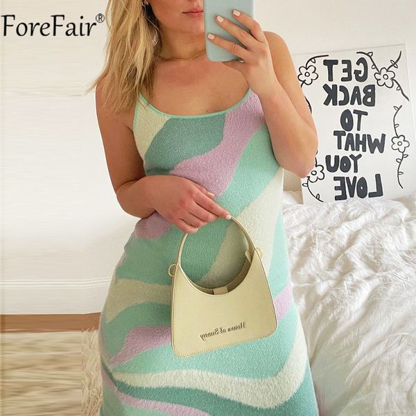 

2021 green party dress women backless hollow out spaghetti strap bodycon sleeveless knit y2k midi dresses summer, Black;white