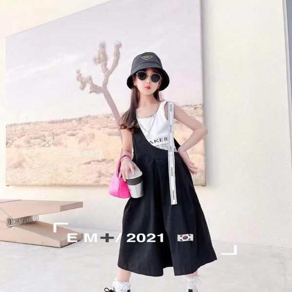 

children's clothing 2021 summer suits girls vest skirt two-piece sets, White