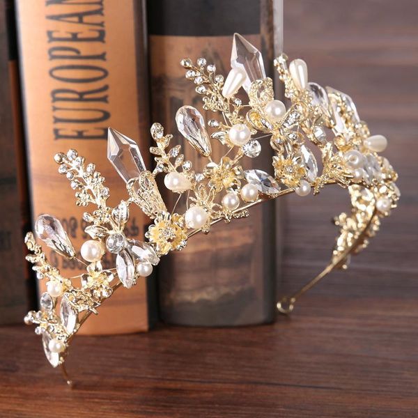 

hair clips & barrettes luxury pageant headband tiaras cubic zircon gold color crown women accessories for wedding crystal jewelry, Golden;silver