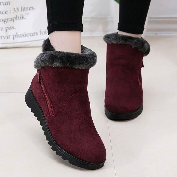

boots casual shoes woman winter ankle women 2021 fashion non-slip warm plush zipper snow, Black