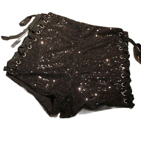 

sequined bandages high waist shorts women black jeans bikini bottom cortos mujer women's, White;black
