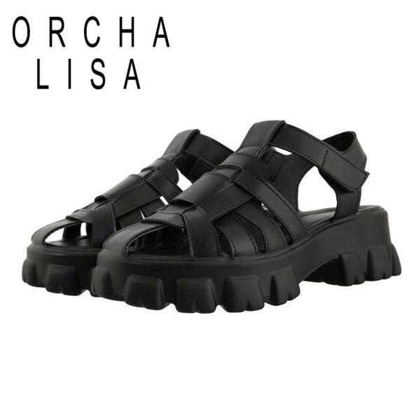 

dress shoes orchalisa 2021 women sandals heels clip toe thick bottom comfy breathable non-slip resistant pvc casual summer stylish b2558, Black