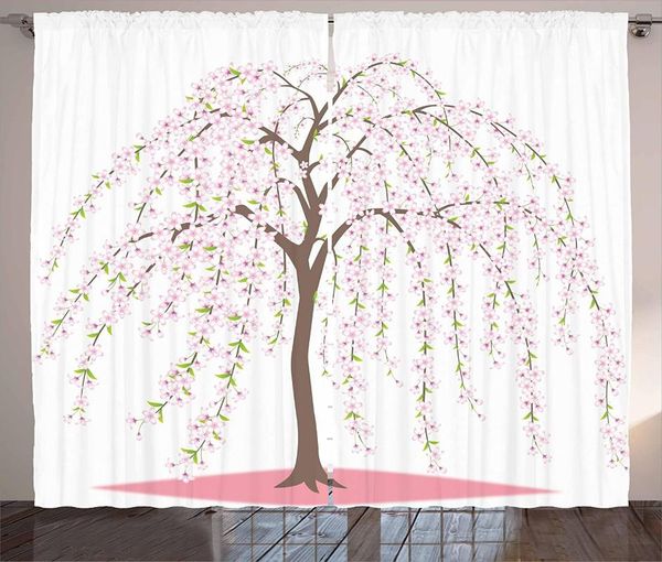 

curtain & drapes weeping flower curtains traditional japanese sakura tree burst into flowers oriental living room bedroom window