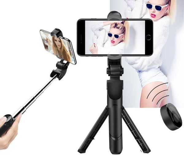 

50pcs portable selfie stick with built-in tripod stand bluetooth remote shutter for mobile phone monopods