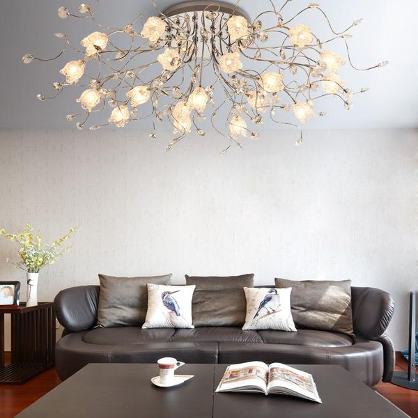 

ceiling lights big round glass crystal light for bedroom bar kitchen lighting led luminaria dining room lampara techo