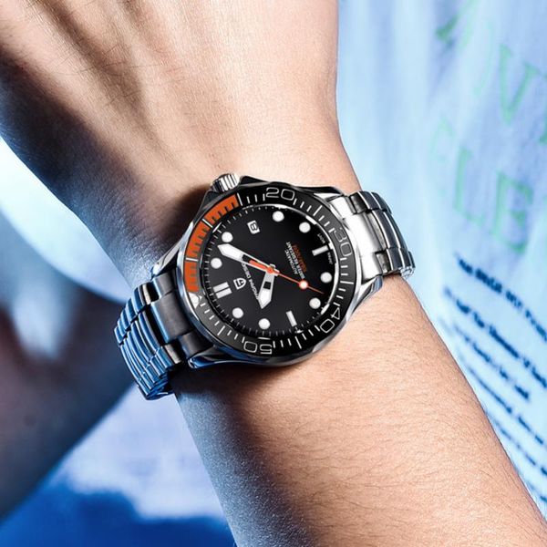 

wristwatches pagani design 007 watches 100m waterproof ceramic bezel men's mechanical wristwatch stainless steel sport watc, Slivery;brown
