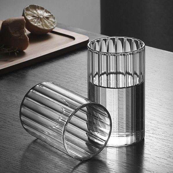 

wine glasses wide striped glass cup transparent high temperature resistant water home juice drinkware drinking container