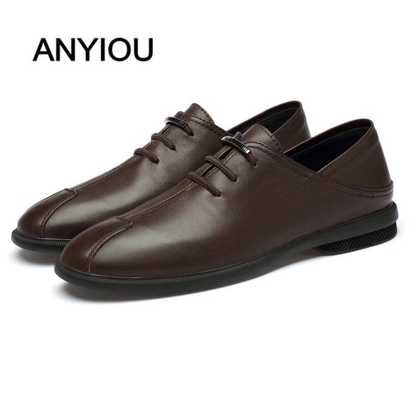 

dress shoes anyiou 2021 fashion british men's leather loafers formal office business leisure sneakers big size 36-45, Black
