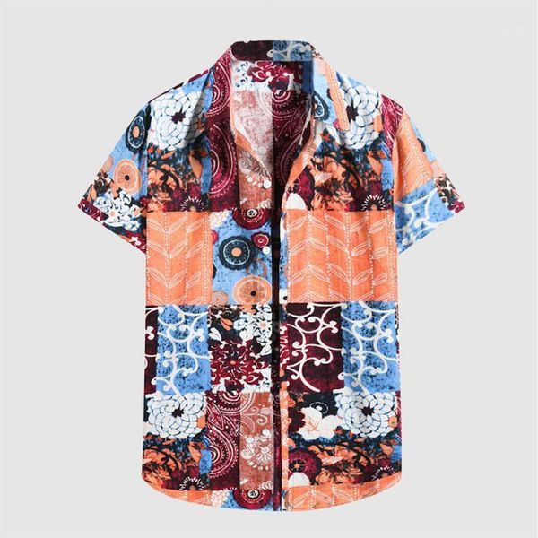 

men's casual shirts japanese mens print turn down collar loose shirt summer short sleeve beach hawaiian camisa masculina, White;black