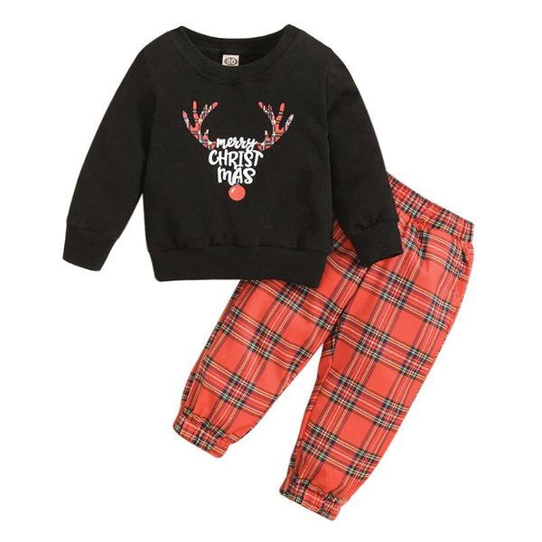 

clothing sets 2pcs kids boys girls christmas 2022 printed sweatshirt pants suit pajamas set, White