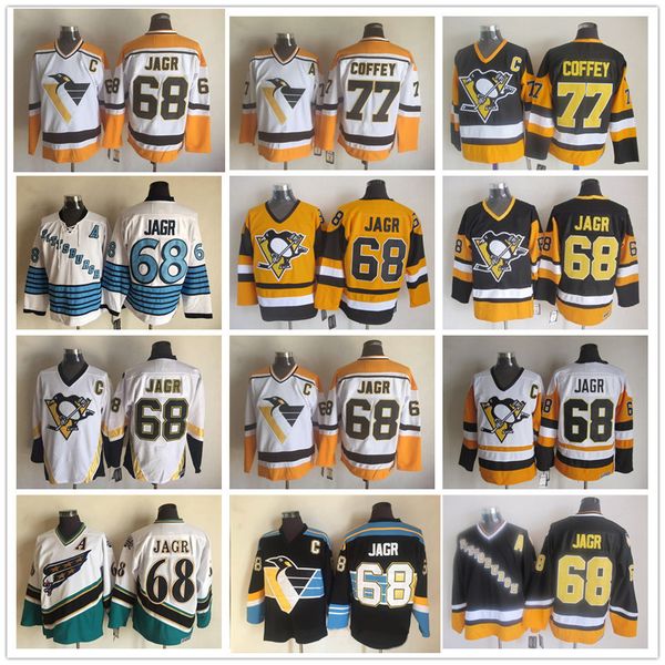 

ccm mens vintage 68 jaromir jagr hockey jerseys 77 paul coffey pittsburgh penguins washington capitals jersey, Black;red