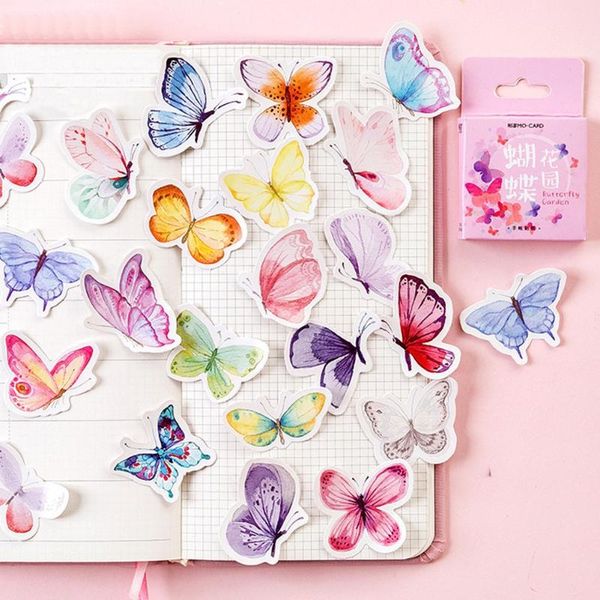 

46pcs diy scrapbooking stickers diary book decor planner paper beautiful butterfly print label sticker gift wrap