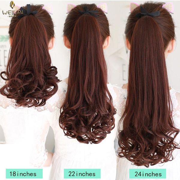 

synthetic wigs weilai 24 "ultra long curly clip tail wig ponytail and hair extended 3 colors optional headwear, Black